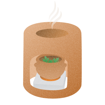 黄土座器で体の深部まで温まる